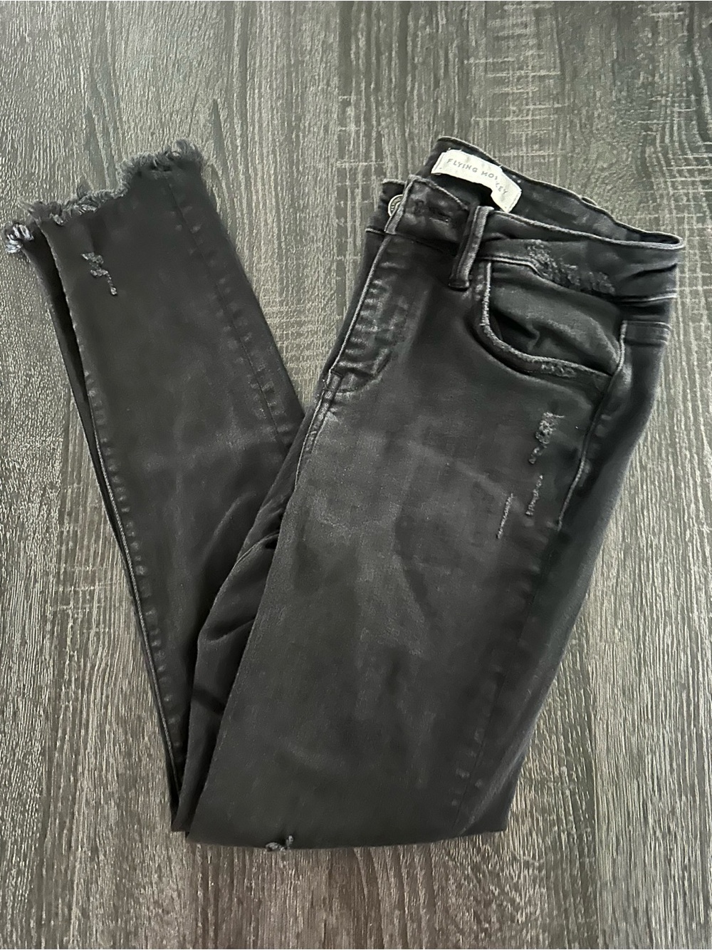 Flying Monkey Black Denim with Raw Hem